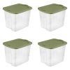 Plastic Storage Box;  Bedding Organizer;  Clear/Sage Beans;  Set of 4