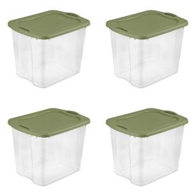 Plastic Storage Box;  Bedding Organizer;  Clear/Sage Beans;  Set of 4