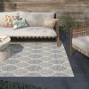 Foliage White; Neutral Indoor / Outdoor Polypropylene Area Rug 5x8