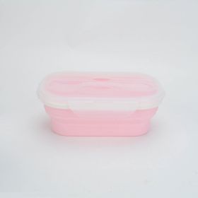 Portable foldable silicone lunch box (Color: Pink, Style: Lunch box)